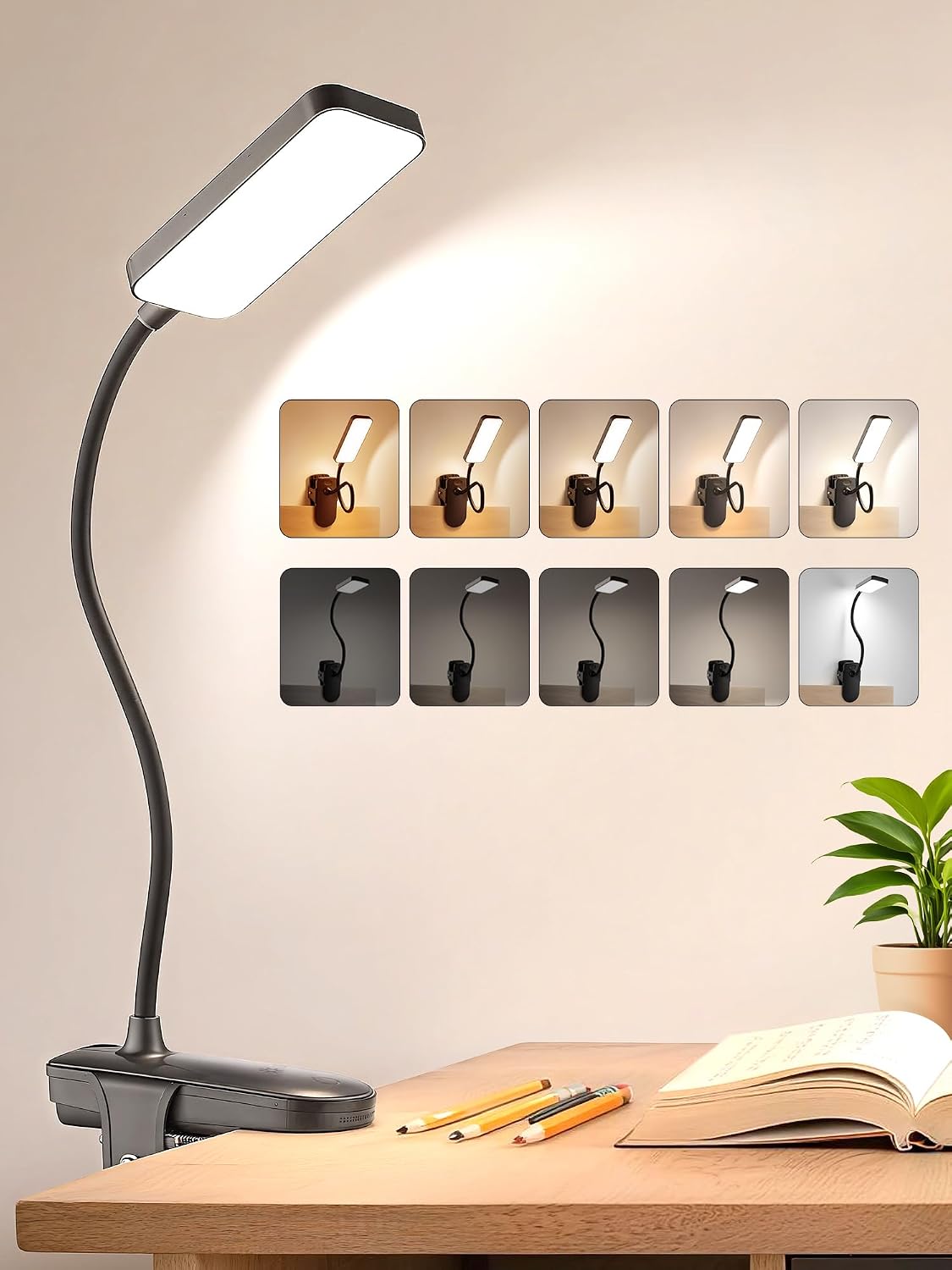 ReinHoo 48-LED Rechargeable Clip-On Desk Lamp